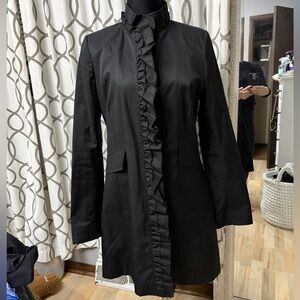 DKNY Black Ruffled Blazer Coat